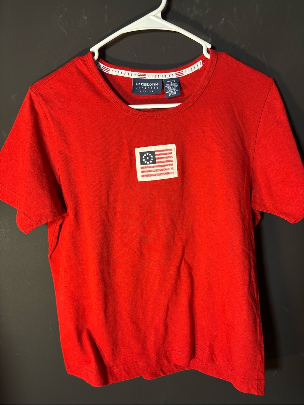 Liz Claiborne Red Short-Sleeve Crewneck Shirt-petite small